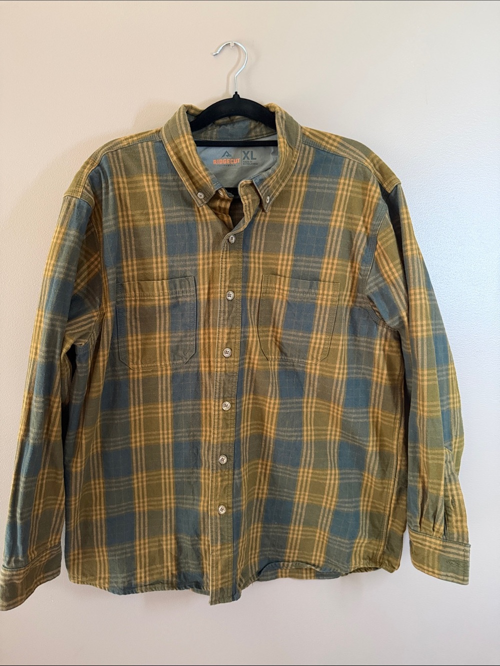 Ridgecut XL Men’s Yellow & Green Plaid Button-Down Shirt